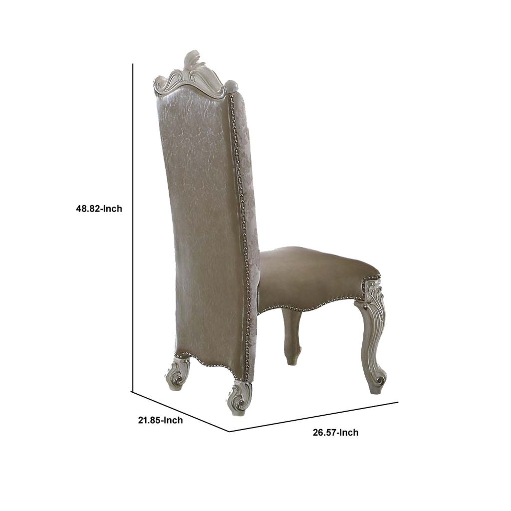 27 Inch Wide Dining Side Chair, Faux Leather, Set of 2, White - View 6