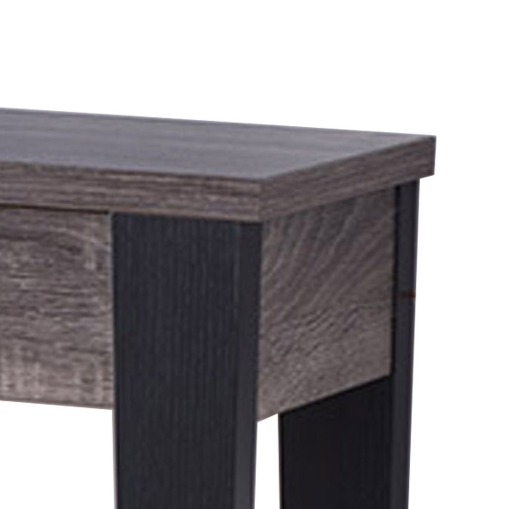 Wooden Console Table With Bottom Shelf, Black And Gray - View 2