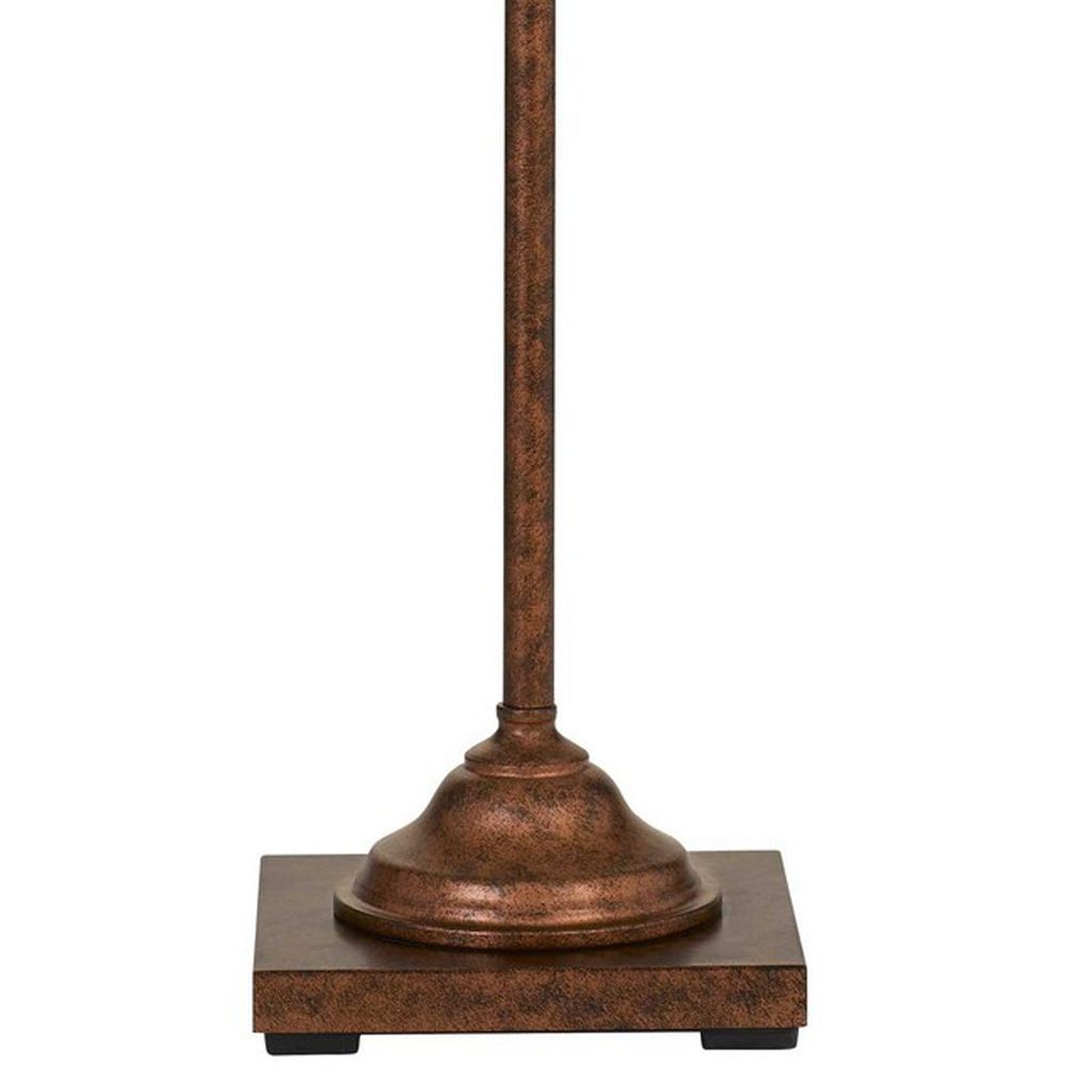 60 Inch Metal Downbridge Design Floor Lamp with Caged Shade, Rustic Bronze - View 2