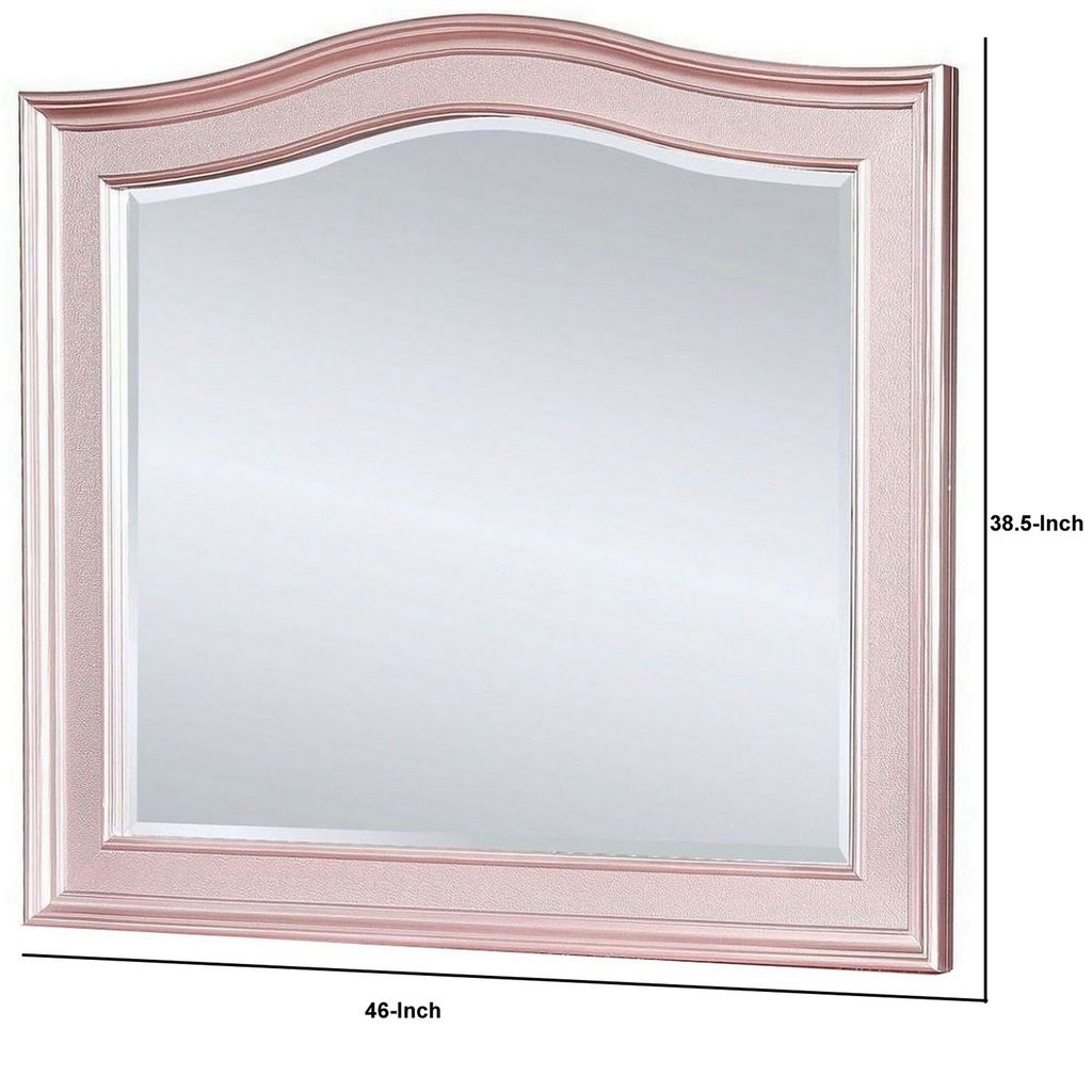 46 Inch Contemporary Style Wooden Frame Mirror, Rose Pink - View 6
