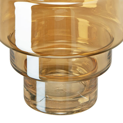 Alma 14 Inch Modern Vase, Geometric Design, Amber Luster Glass Frame - View 4