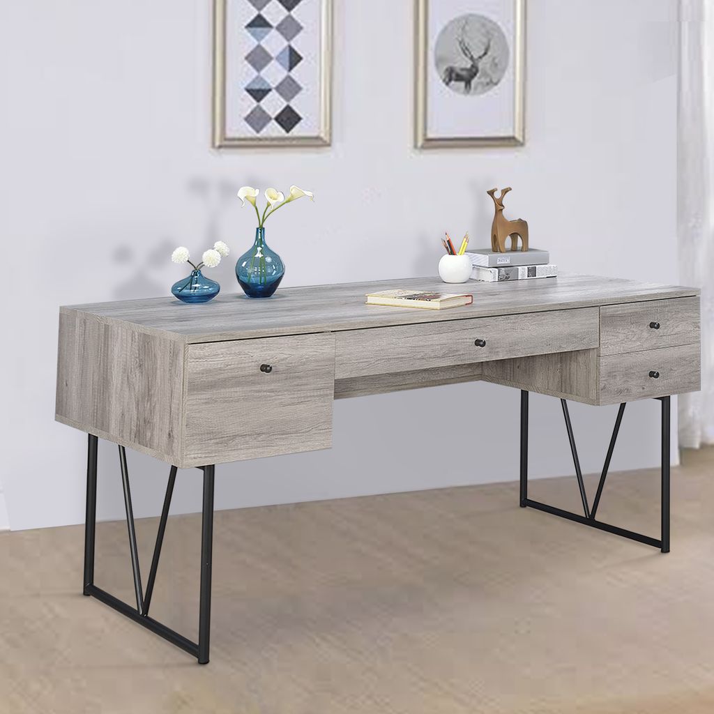 Chic Atelier Writing Desk 4 Drawer, Driftwood Gray - View 6