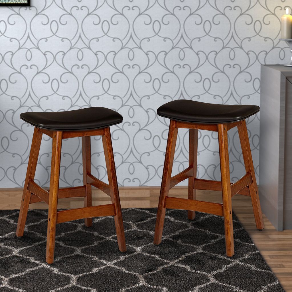 Wooden Counter Height Stool In Black And Brown, Set of 2 - View 6