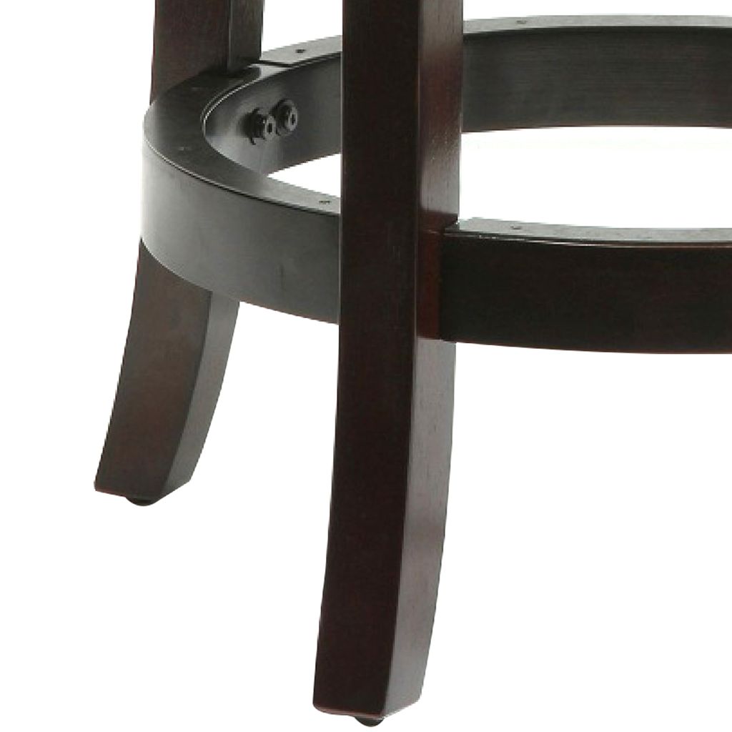 Sabi 24 inch Swivel Counter Stool, Solid Wood, Faux Leather, Cappuccino, Brown - View 5
