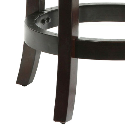 Sabi 24 inch Swivel Counter Stool, Solid Wood, Faux Leather, Cappuccino, Brown - View 5