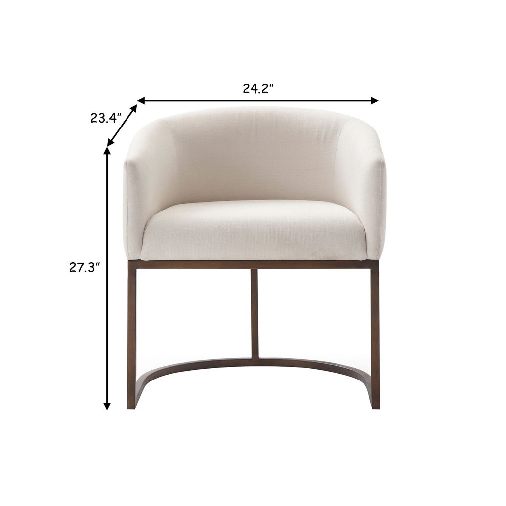 Cid 24 Inch Modern Dinning Chair, Stain Resistant Velvet and Brass, Beige - View 5