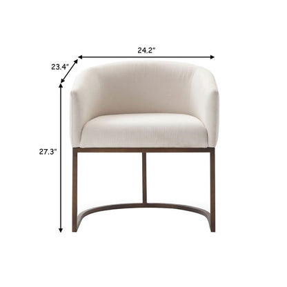 Cid 24 Inch Modern Dinning Chair, Stain Resistant Velvet and Brass, Beige - View 5