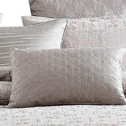 9 Piece Queen Polyester Comforter Set with Jacquard Print, Gray - View 3