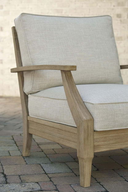 Traditional Wooden Chair with Fabric Cushioned Seating, Beige and Brown - View 4