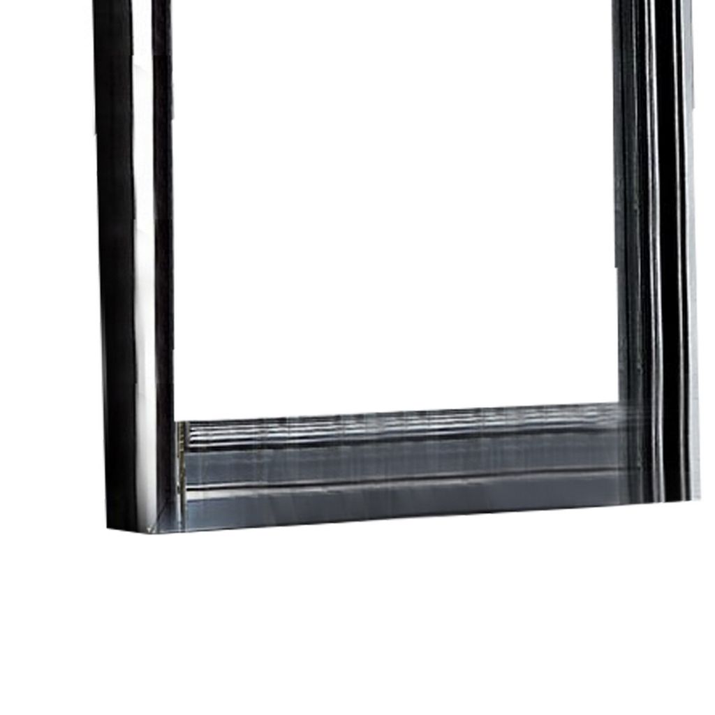 Traditional Style Wooden Frame Dresser Mirror with Curved Top, Black - View 4