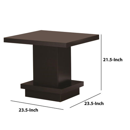 Contemporary End Table With Pedestal Base, Cappuccino Brown - View 6
