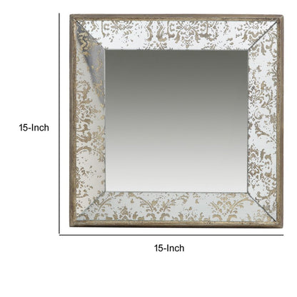 Filo 15 Inch Square Accent Wall Mirror, Raised Edges, Silver Wood Frame - View 5