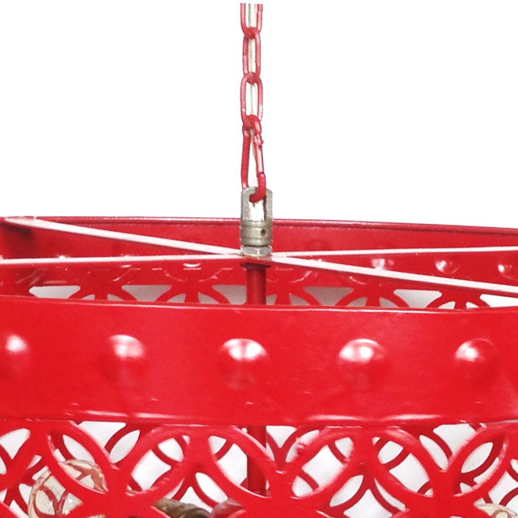 Beautiful Circular Cutout Metal Chandelier, Red - View 4