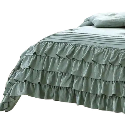 Tyler 8 Piece Ruffled King Size Comforter Set, The Urban Port, Green, Gray - View 4