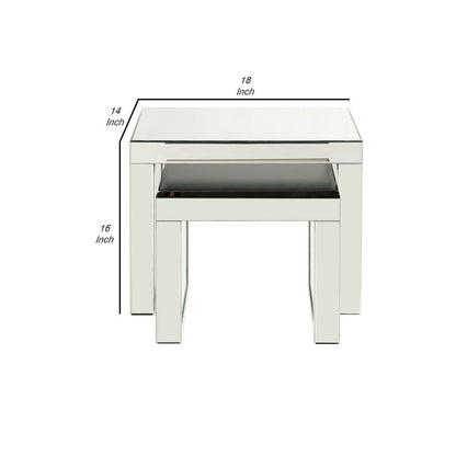 Accent Table with Mirrored Top and Faux Crystal Accent, Small, Silver - View 6