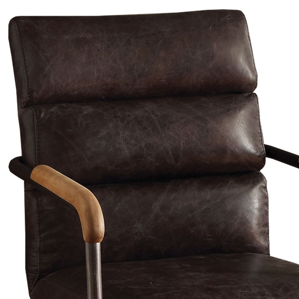 Metal & Leather Executive Office Chair, Antique Brown - View 3