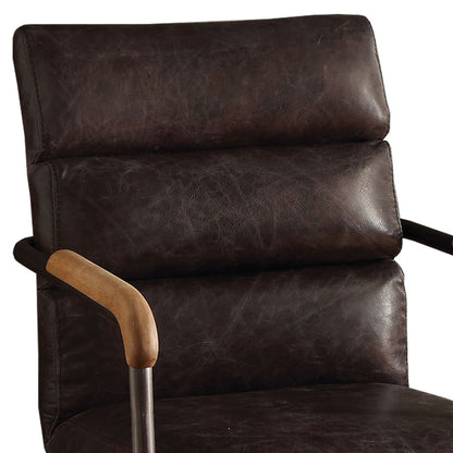 Metal & Leather Executive Office Chair, Antique Brown - View 3