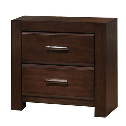 Wooden Two Drawer Nightstand In Walnut Finish - View 7