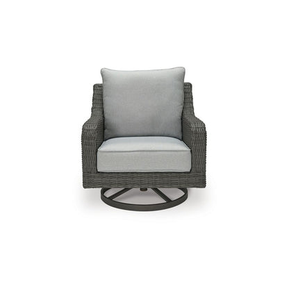Asp 32 Inch Swivel Outdoor Lounge Chair, Aluminum Frame, Gray Upholstery - View 3
