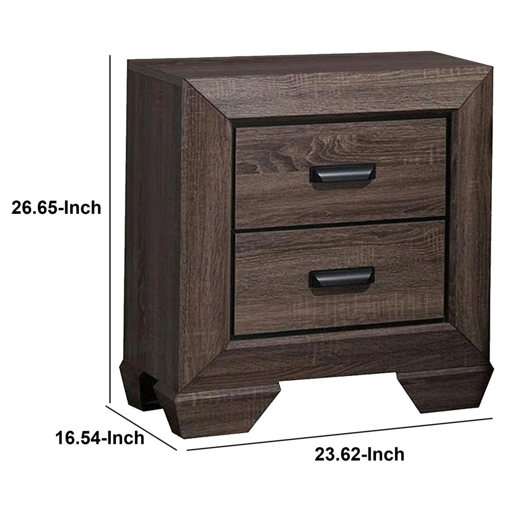 Two Drawer Nightstand With Scalloped Feet In Weathered Gray Grain Finish - View 6