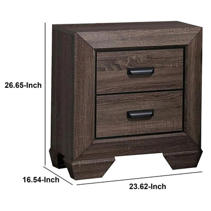 Two Drawer Nightstand With Scalloped Feet In Weathered Gray Grain Finish - View 6