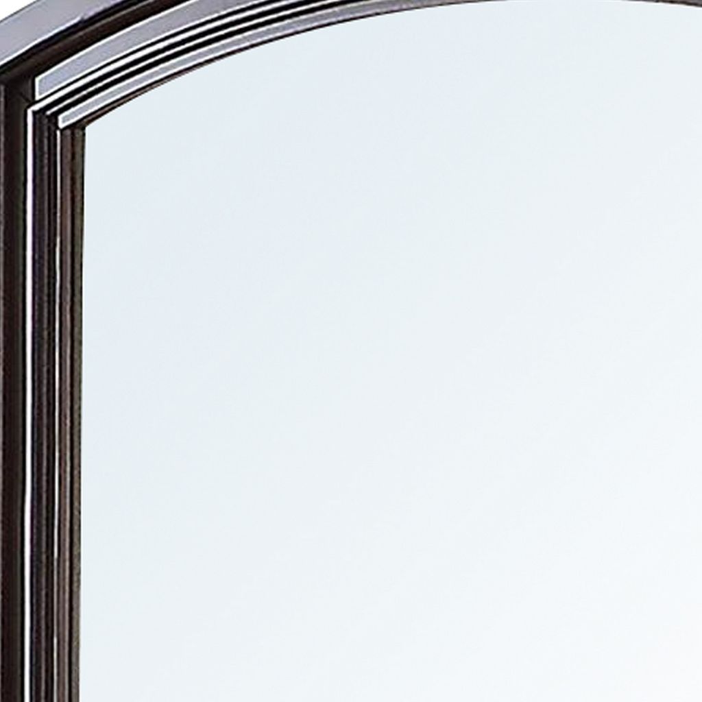 Wooden Mirror with Raised Frame and Molded Details, Brown - View 2