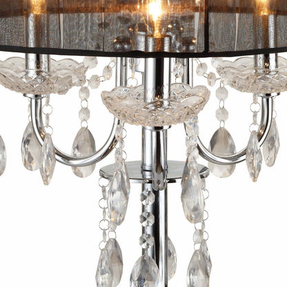 Metal Chandelier Table Lamp with Crystal Accent, Set of 2,Black and Chrome - View 3