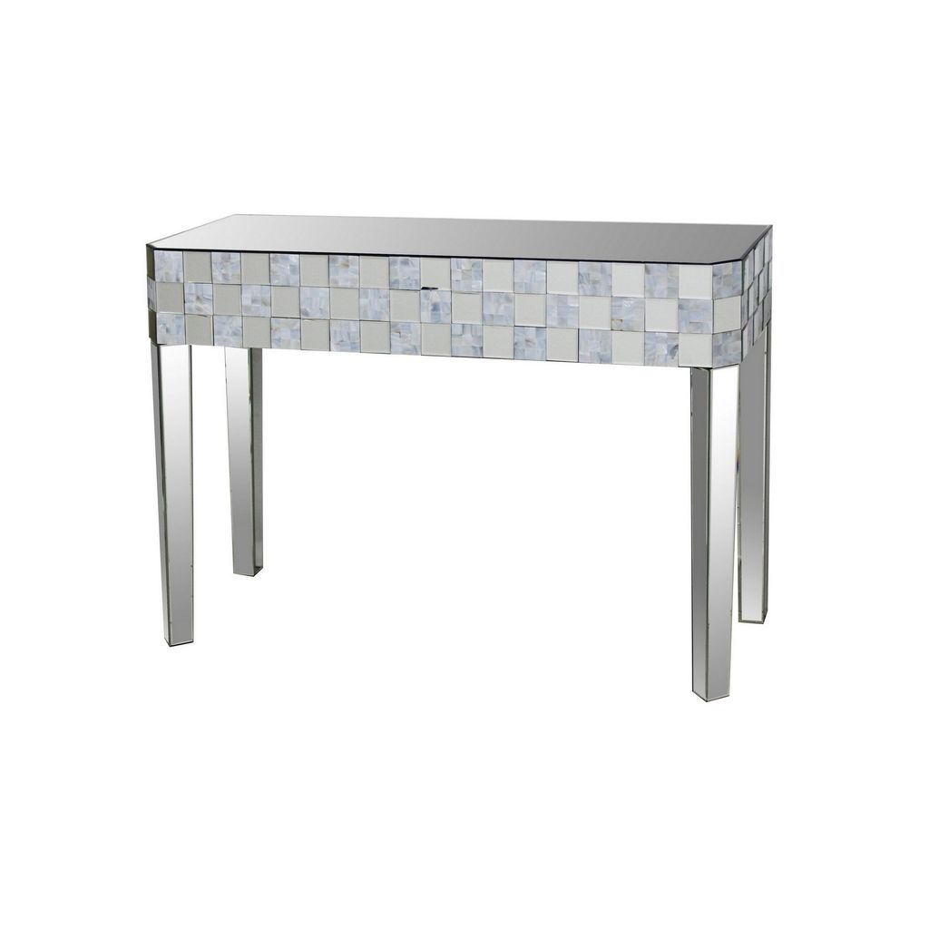 Frosted Chequered Pattern Console Table In Rectangular Shape, Clear - View 3