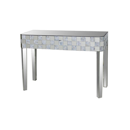 Frosted Chequered Pattern Console Table In Rectangular Shape, Clear - View 3