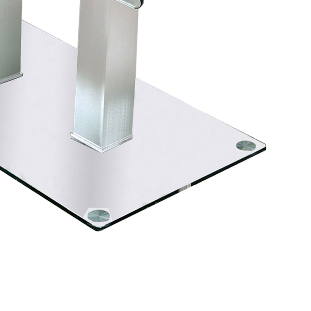 Metal and Glass Dining table with Dual Post Pedestal base, Chrome - View 4