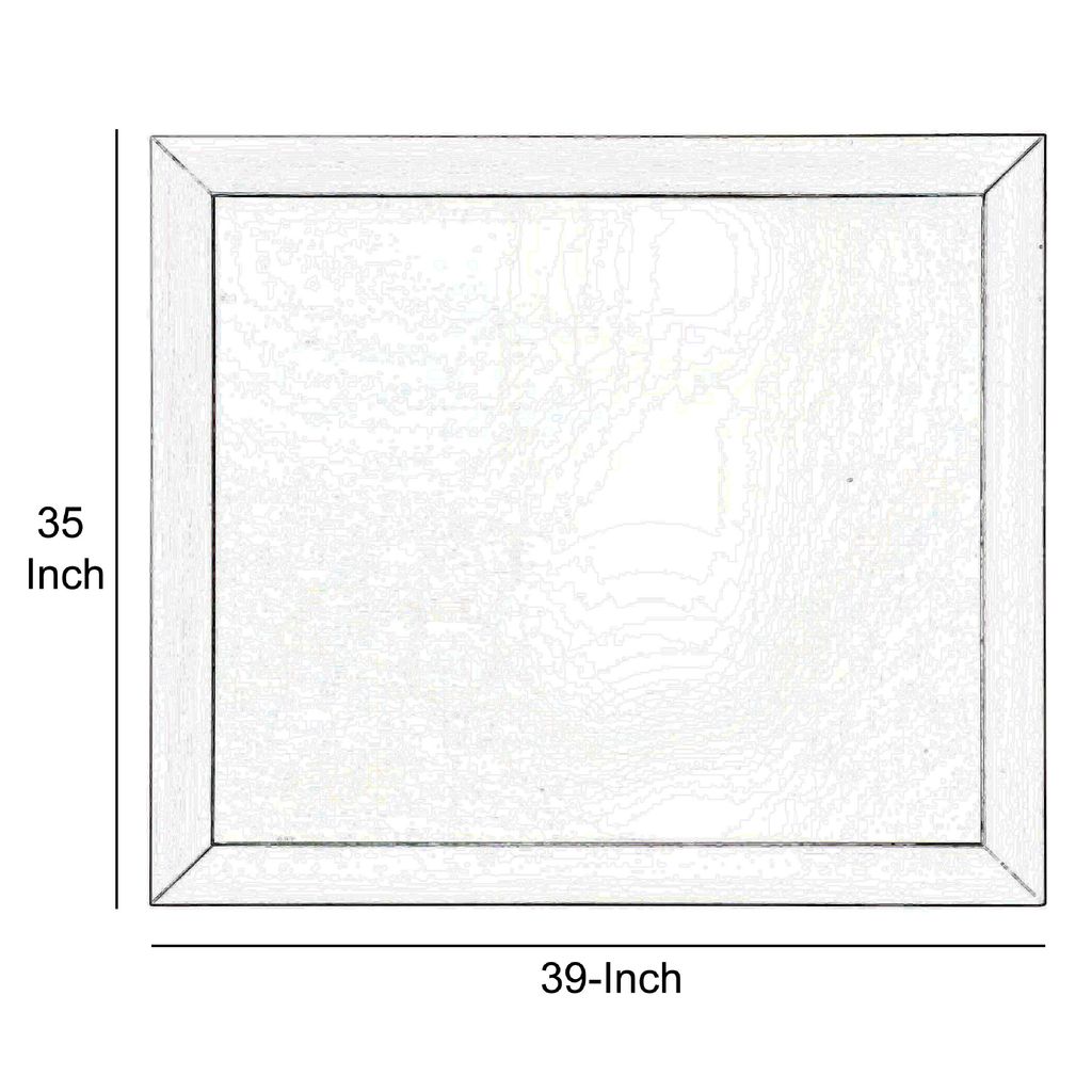 Wooden Framed Mirror with Rectangular Shape, Silver and White - View 6