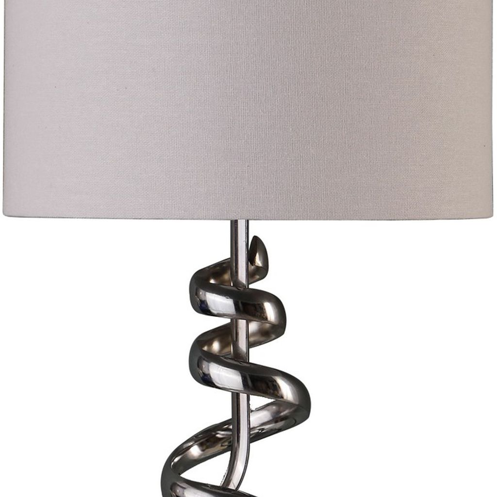 Table Lamp with Curved Abstract Metal Base, Silver - View 3