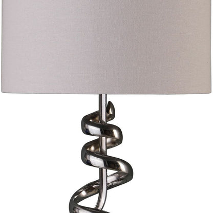 Table Lamp with Curved Abstract Metal Base, Silver - View 3