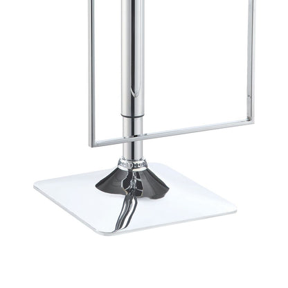 Adjustable Contemporary Metal Bar Stool, Black & Silver - View 2
