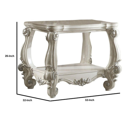 Wooden End Table with Bottom Shelf in White - View 6