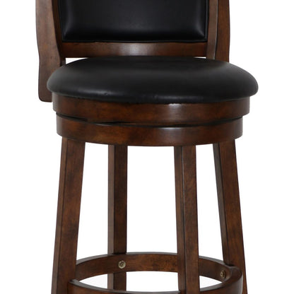 Curved Swivel Barstool with Leatherette Padded Seating, Brown and Black - View 3