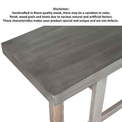 59 Inch Artisan Sideboard Console Table with Geometric Interlocked Base, Distressed Matte Gray - View 5