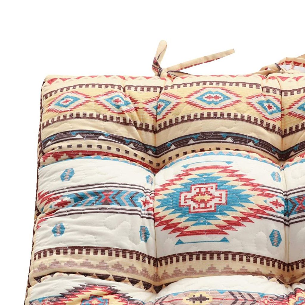 Tisa Traditional Ikat Pattern Fabric Chair Pad, Multicolor - View 2