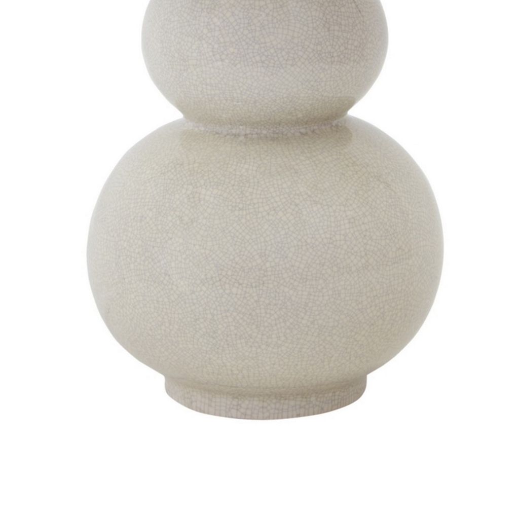 Hardback Shade Table Lamp with Double Gourd Ceramic Base, Cream - View 3