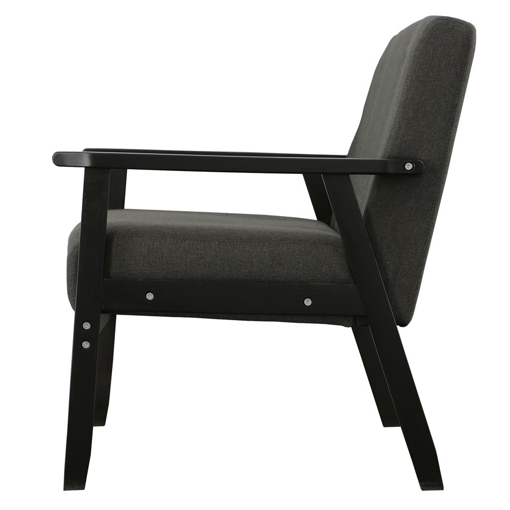 Gala 45 Inch Modern Loveseat Bench, Dark Gray Fabric, Jet Black Wood Frame - View 5