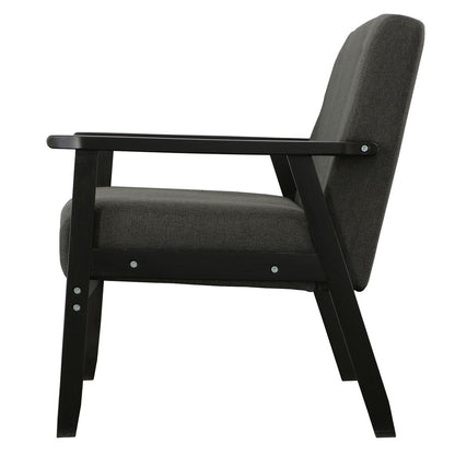 Gala 45 Inch Modern Loveseat Bench, Dark Gray Fabric, Jet Black Wood Frame - View 5