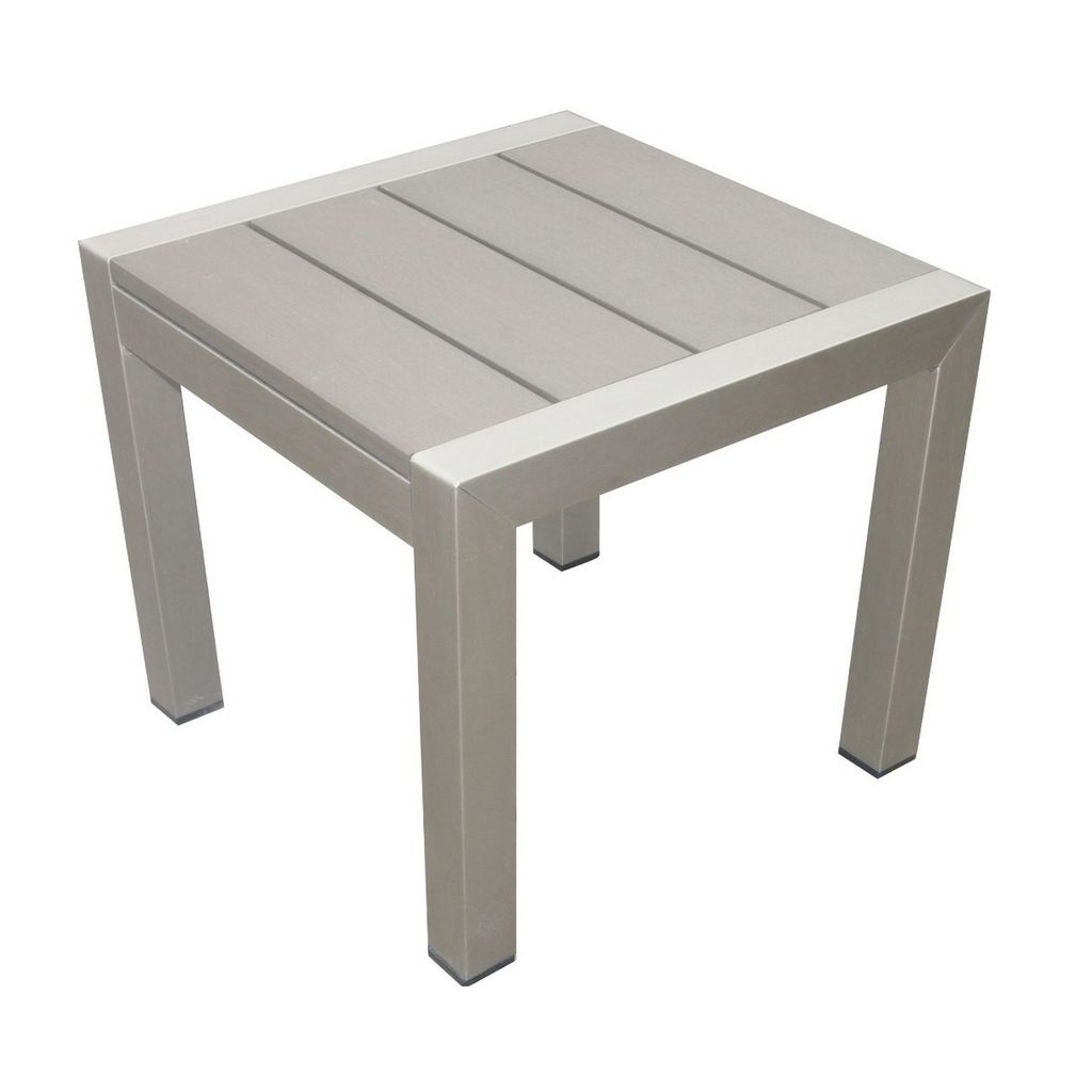 16 Inch Outdoor Side Table, Highly Functional, Easy Movable, Gray - View 4