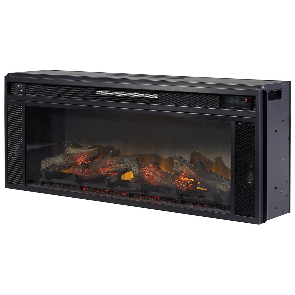 43 Inches Electric Fireplace Insert with Log Set Look, Black - View 4