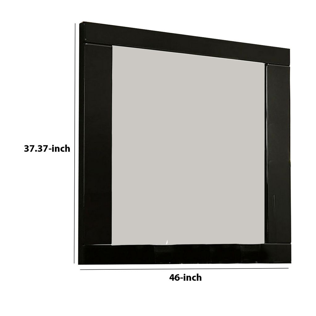 Cari 37 Inch Rectangular Mirror with Wooden Frame, Black - View 5