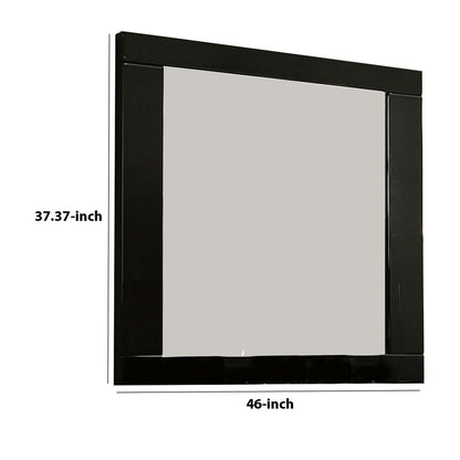 Cari 37 Inch Rectangular Mirror with Wooden Frame, Black - View 5