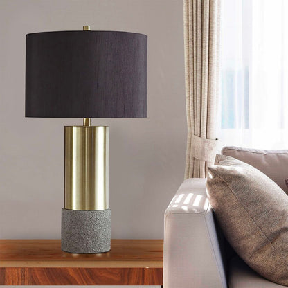 Faux Concrete and Metal Base Table Lamp, Set of 2, Brass and Gray - View 6