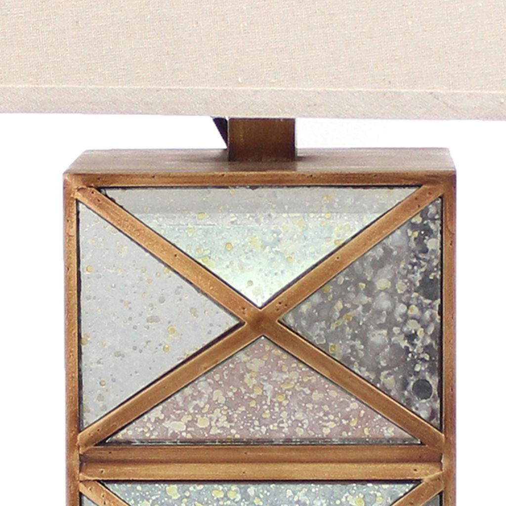 Metal Table Lamp Set of 2 with X Shape Design and Mirror Front,Multicolor - View 3