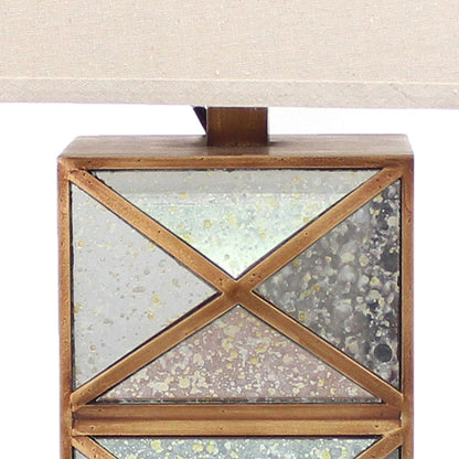 Metal Table Lamp Set of 2 with X Shape Design and Mirror Front,Multicolor - View 3