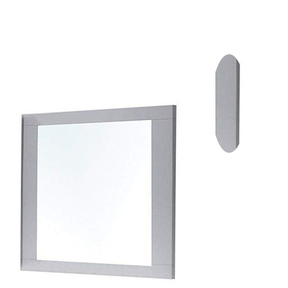 Rectangular Wooden Frame Mirror with Beveled Edges, White and Silver - View 4