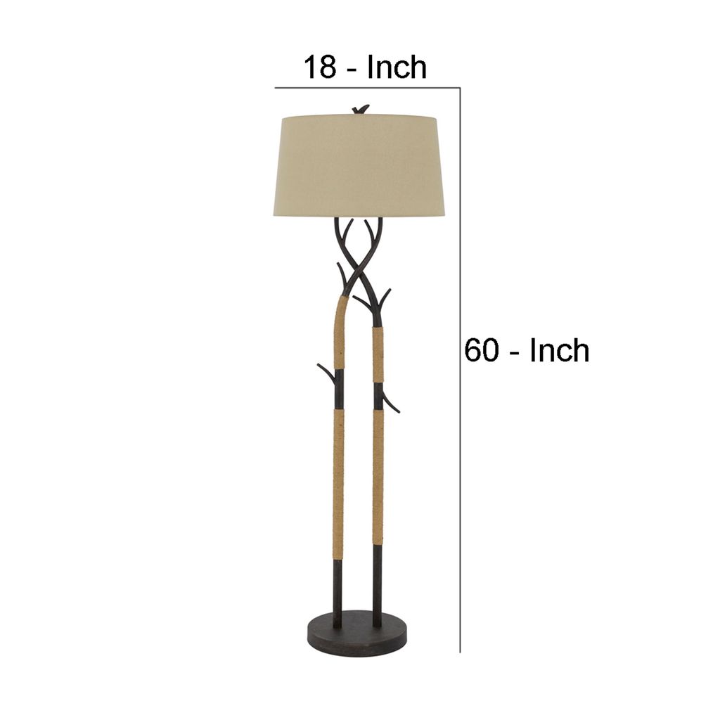 60 Inch Metal Tree Branch Base Floor Lamp, Dimmer, Black - View 6